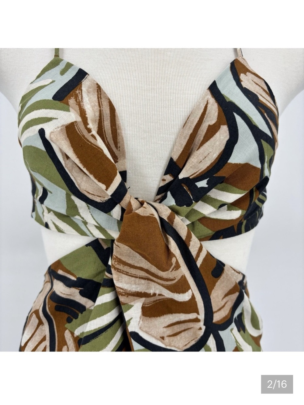 Zara NWOT Floral Print Linen Blend Strappy Sleeveless Cutout Mini Dress, Small - Picture 3 of 9